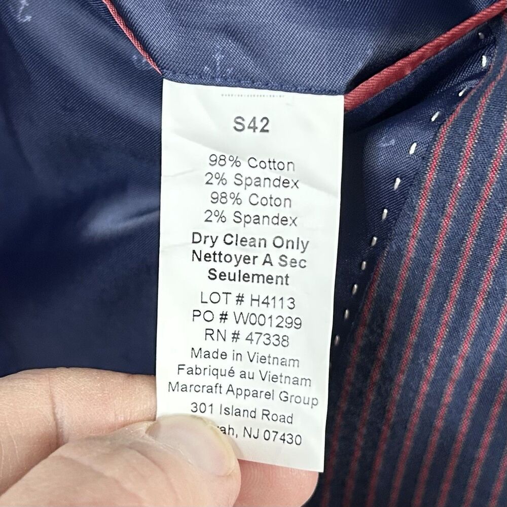 Tommy Hilfiger 42S Seersucker Sport Coat Red Blue Striped Two Button Double Vent - Picture 4 of 8